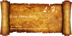 Lux Henriett névjegykártya